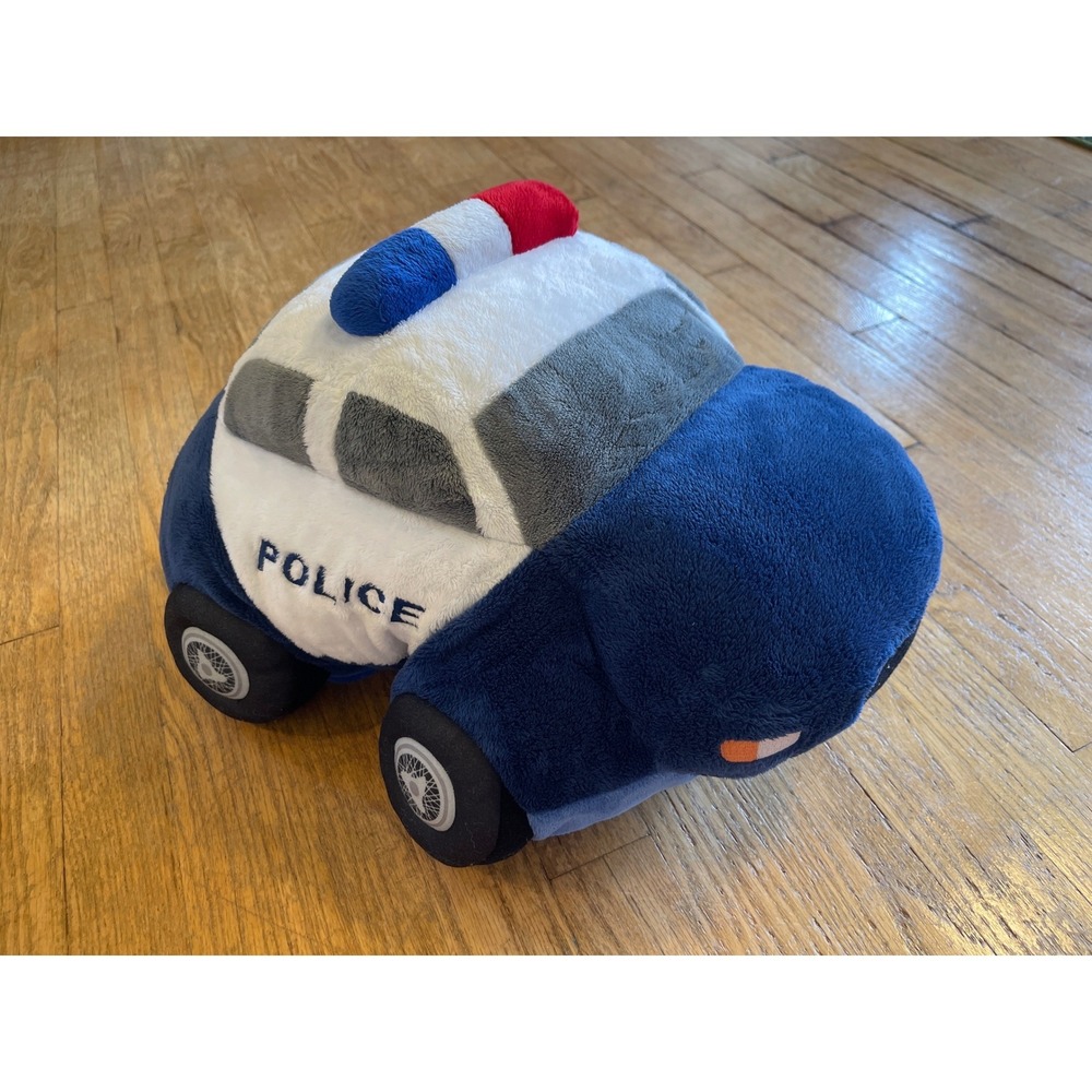 RARE Pillow‎ Pets Premium Police Car 18" Plush Foldable Stuffed Animal Blue